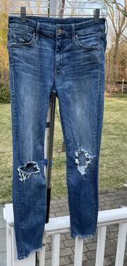 MOTHER the looker ankle chew mums the world medium blue denim jeans 27 Women